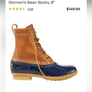 LL Bean Original Bean Boot Rain Rubber Leather Boots size 8